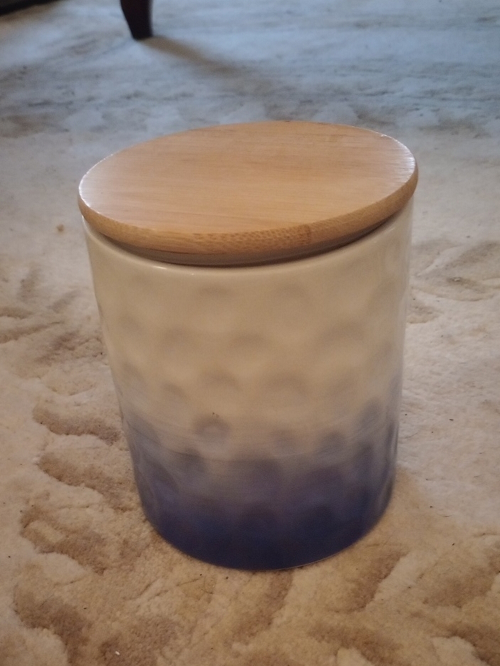 Better Homes And Gardens Blue and White Ombre Ceramic Canister with Bamboo Lid